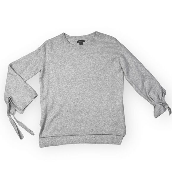 Halogen Grey Split Bell Sleeve Tie Sleeve Sweater - Picture 3 of 11